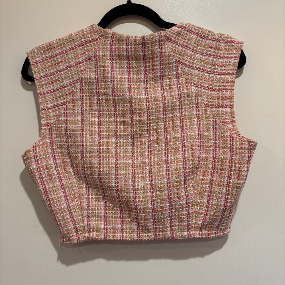 Milk and Honey Pink Tweed Crop Top Women's Skirt Set - Picture 6 of 7